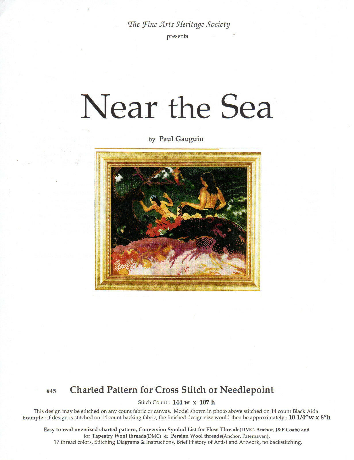 "Near the Sea" UNCUT The Fine Arts Heritage Society Needlecraft Pattern # 45