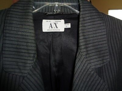 ARMANI EXCHANGE 50's Style Black & Silver Stripes! Flap Pockets 3 Button ITALY L