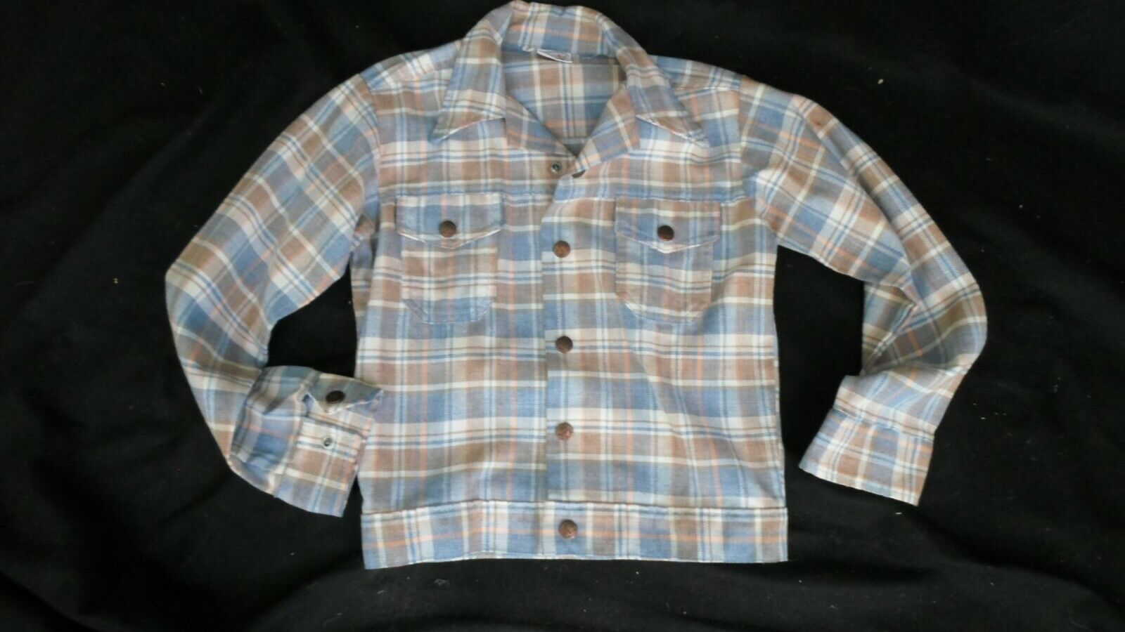 1970's VINTAGE Boy's BILLY THE KID Plaid Spring Weight Jean Style Jacket 12